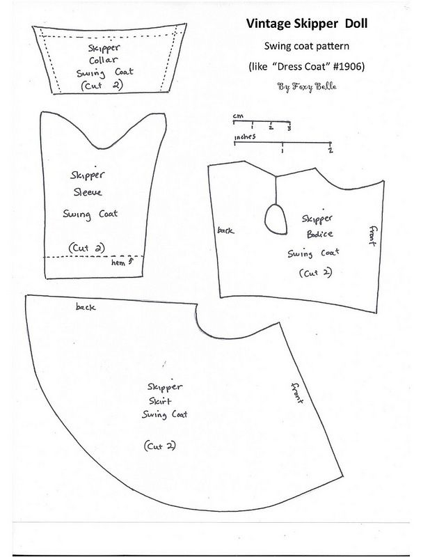 Skipper Swing Coat Pattern Barbie Clothes Patterns Swing Coat 